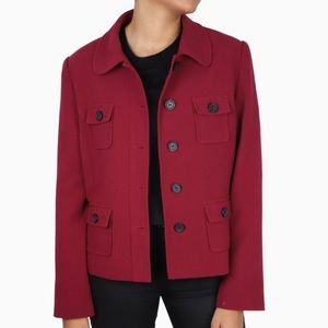Karl Lagerfeld - Peter Pan Collared Jacket Blazer -  Deep Red - Size 2